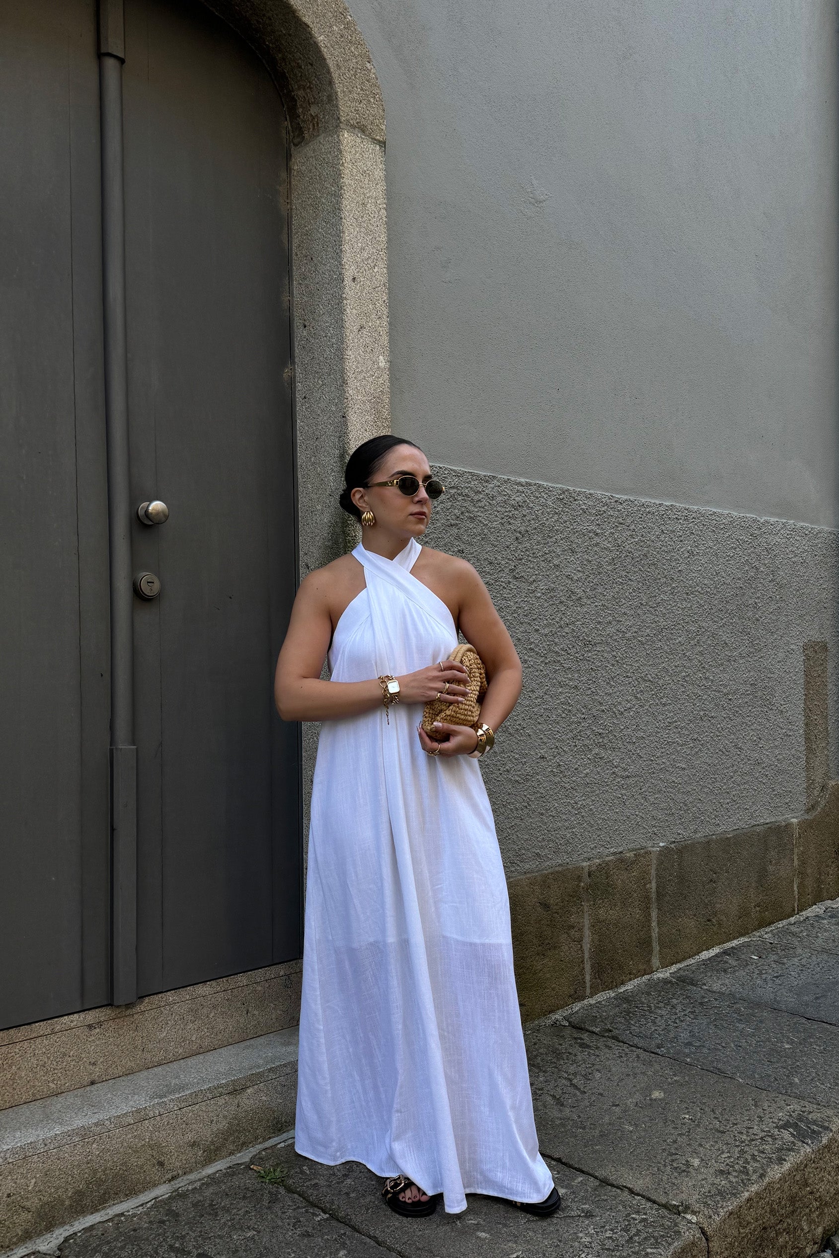 VESTIDO CRUZADO LINHO
